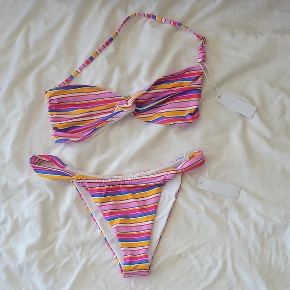 Colorful Striped Bikini Set - Picture 1 of 4